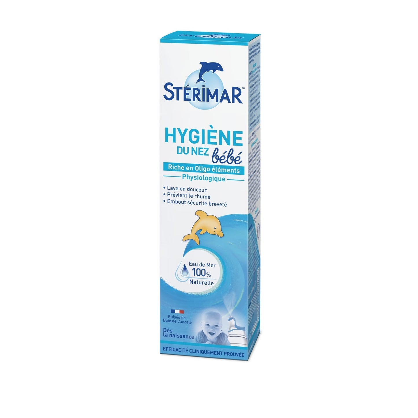 Spray Nasal Physiologique Bébé Lave et Prévient Eau de Mer 100% Naturelle Microdiffusion STERIMAR 