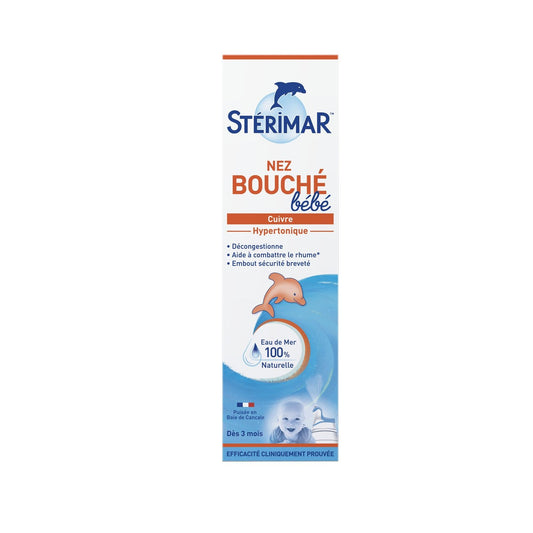 Spray Nasal Décongestion Nez Bouché Bébé à l'Eau de Mer 100% Naturelle Microdiffusion STERIMAR le flacon de 100mL
