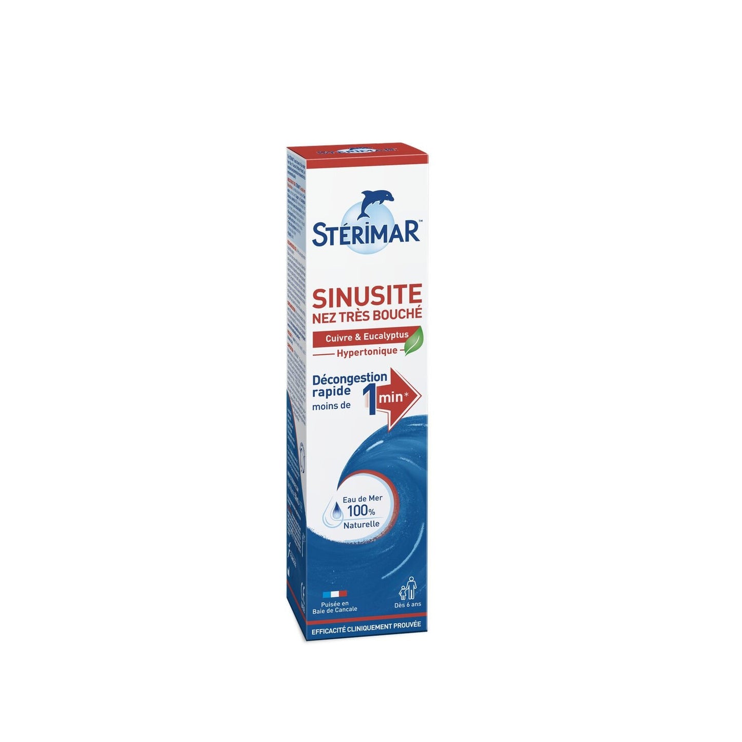 Spray Nasal Décongestionnant Nez Très Bouché Sinusite Eau de Mer Eucalyptus Cuivre STERIMAR