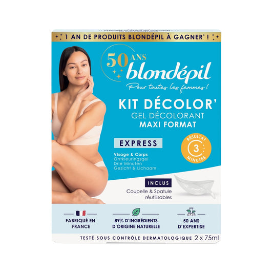 Gel Visage et Corps Eclaircit Intensément les Poils BLONDEPIL les 2 tubes de 75mL