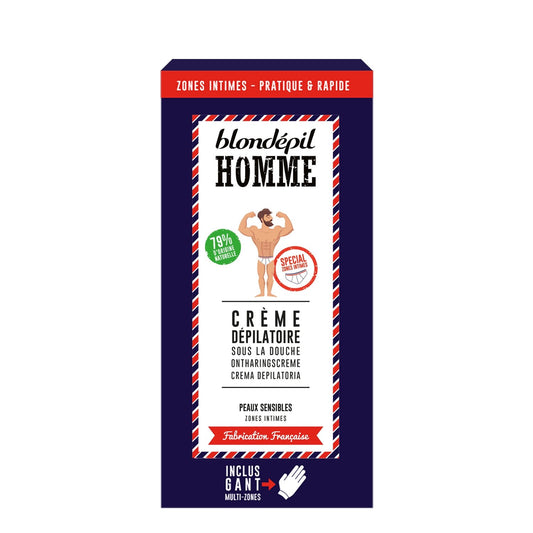 Crème Dépilatoire Homme Zones Intimes Peaux Sensibles Huile d'Olive BLONDEPIL le tube de 100mL