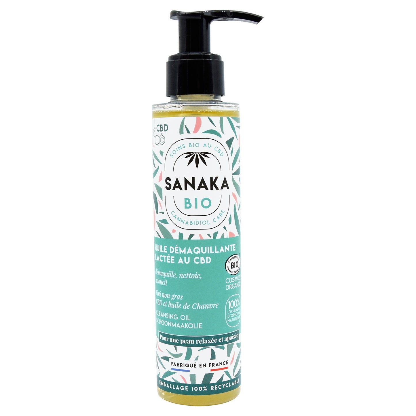 Huile Démaquillante Visage Vegan CBD et Huile de Chanvre Bio SANAKA BIO 