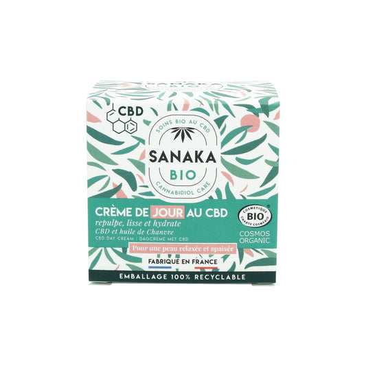 Crème Jour Visage Hydratante Apaisante Repulpe et Lisse Protège et Adoucit CBD et Huile de Chanvre Bio SANAKA BIO 