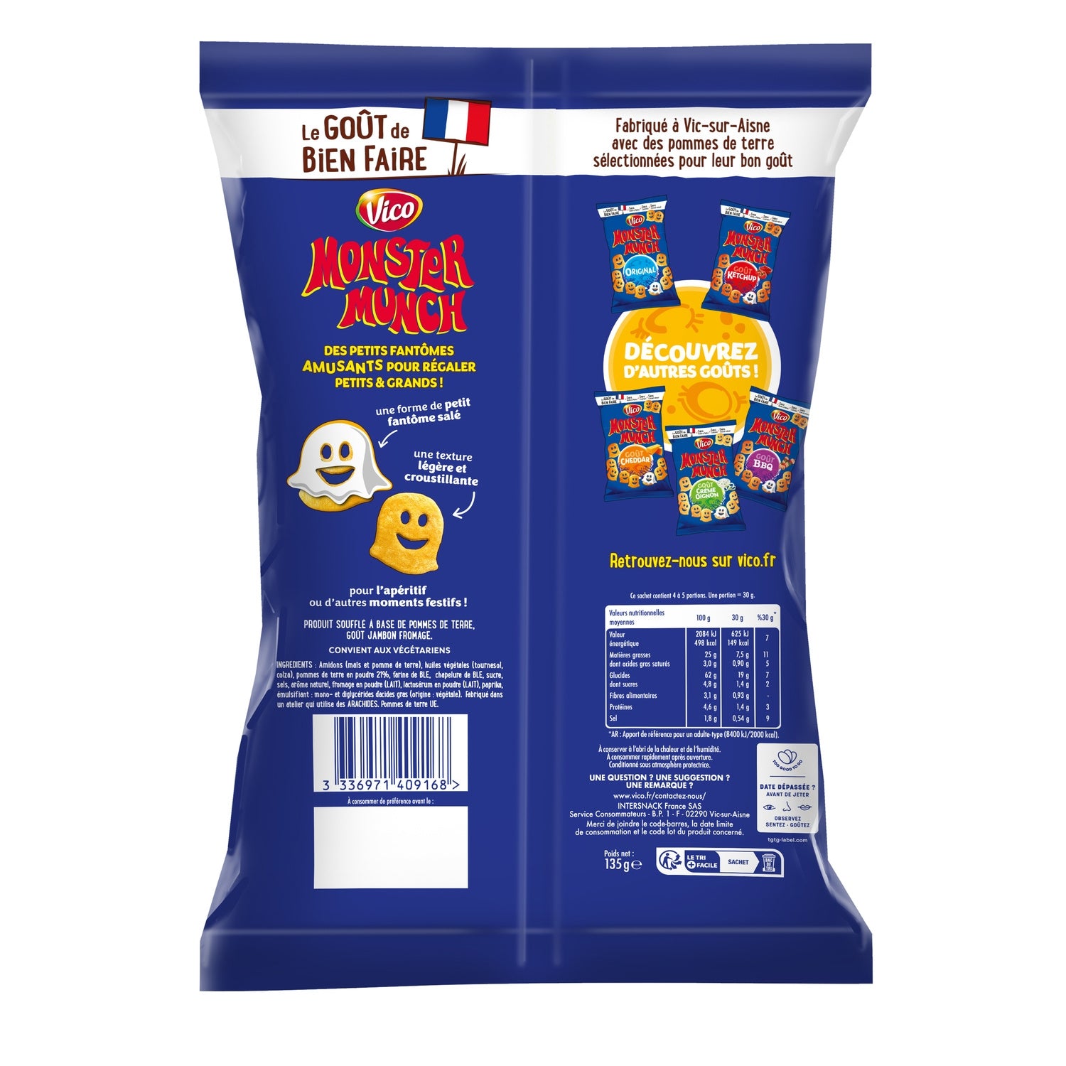 Biscuits apéritifs Goût Jambon / Fromage MONSTER MUNCH 