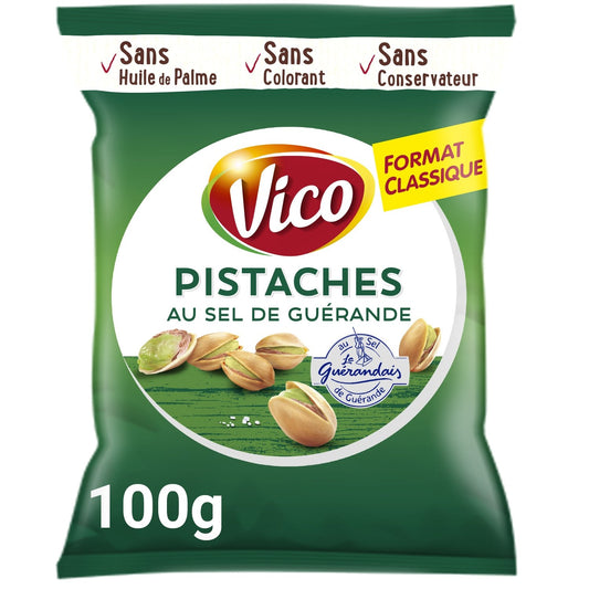 Pistaches au Sel de Guérande Grillées à Sec VICO le paquet de 100g