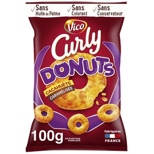 Soufflés Donuts Cacahuète Caramélisée CURLY le sachet de 100g