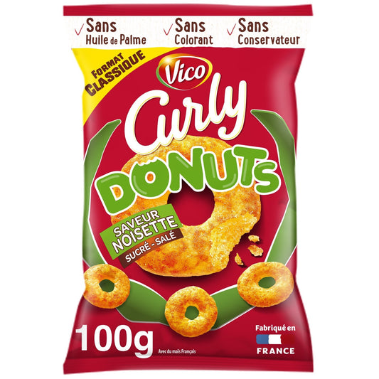 Soufflés Donuts Saveur Noisette CURLY le sachet de 100g