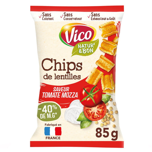 Chips de Lentilles Saveur Tomate Mozza Natur' & BON VICO le sachet de 85g