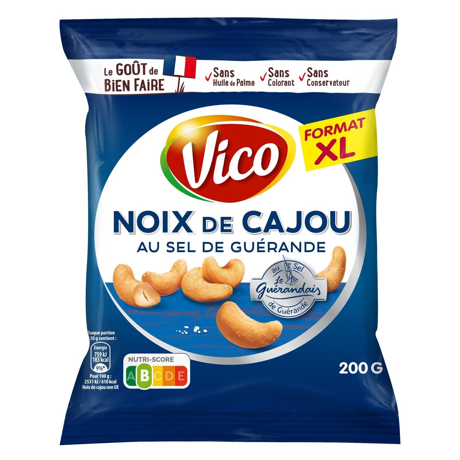 Noix de Cajou au Sel de Guérande VICO le paquet de 200g
