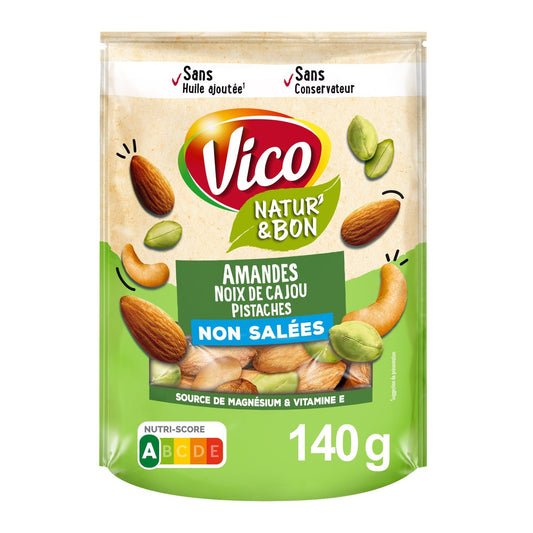 Mélange d'Amandes, Noix de Cajou et Pistaches VICO le paquet de 140g