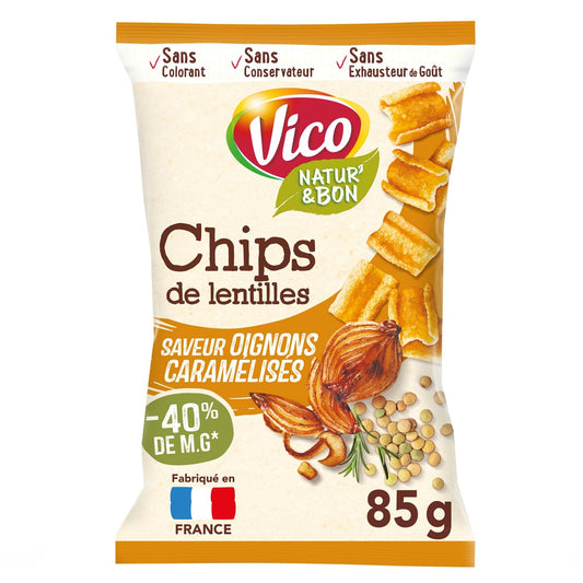 Chips de Lentilles Saveur Oignons Caramélisés Natur' & BON VICO le sachet de 85g