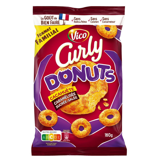 Soufflés Donuts Cacahuète Caramélisée CURLY le sachet de 160g