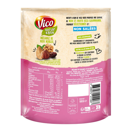 Mélance Noix Nobles Non Salé Noisettes, Amandes, Noix, Raisins Natur' & BON VICO