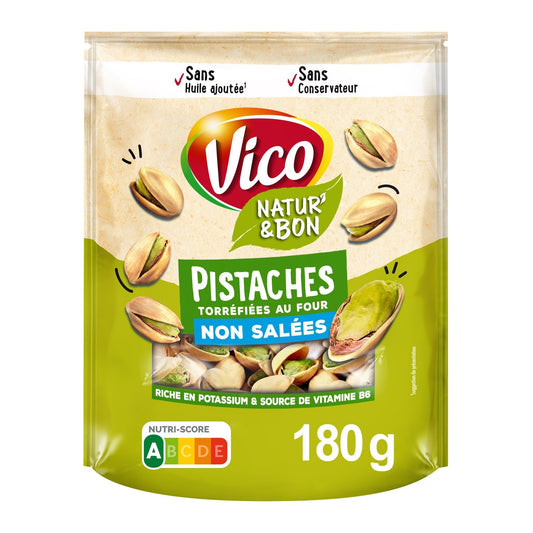 Pistaches Grillées et Non Salées Natur' & BON VICO le paquet de 180g