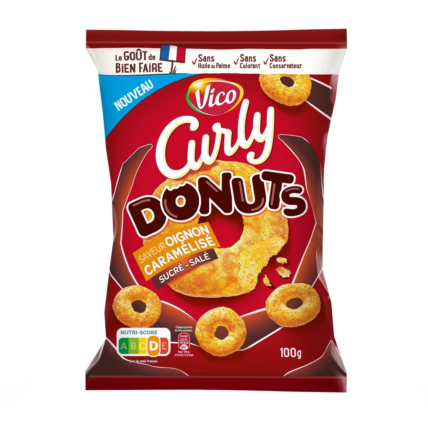 Donut-Chips mit gelockten karamellisierten Zwiebeln