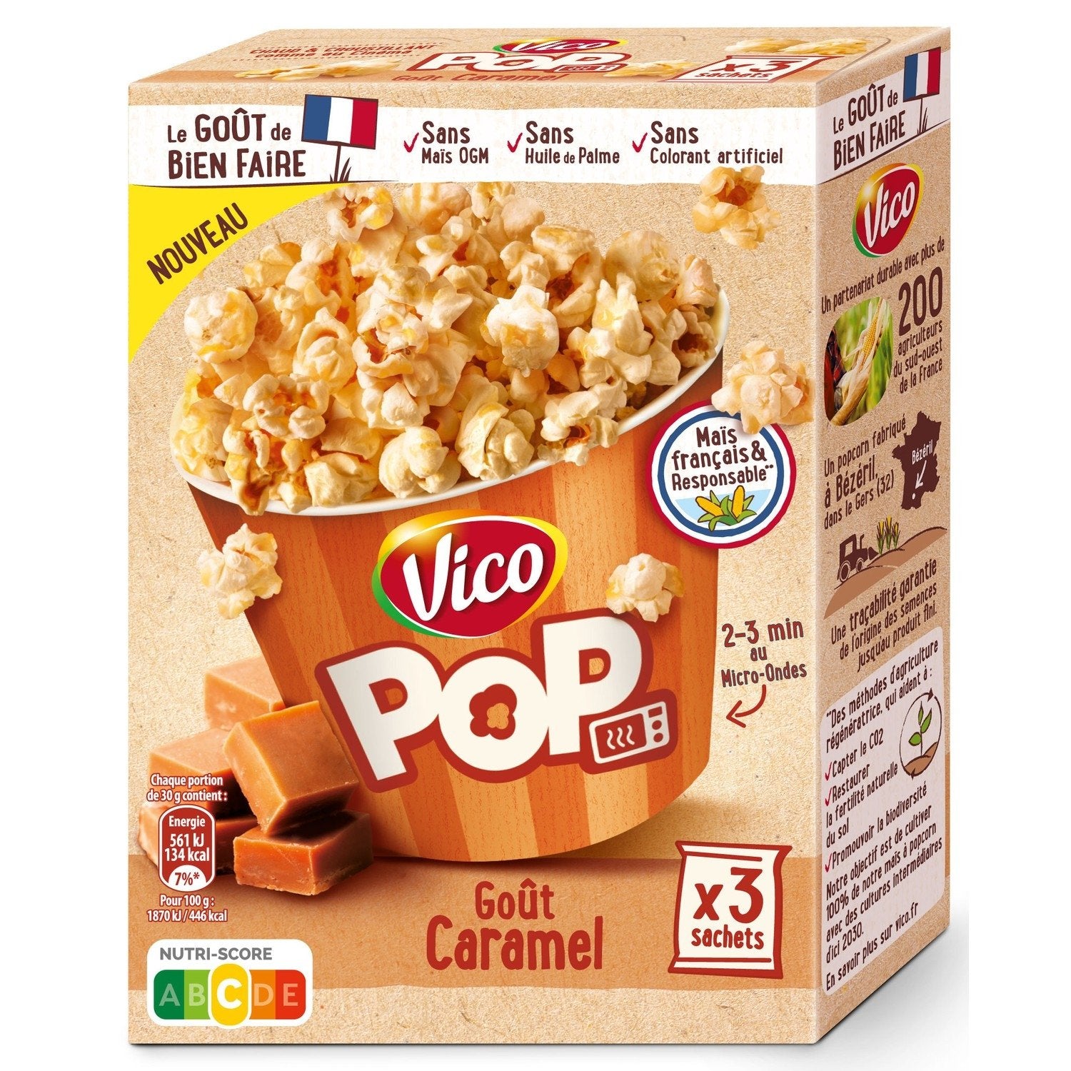Pop Corn Caramel Micro-Ondable VICO le paquet de 240g