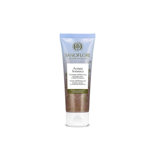 Gommage Visage Peaux Sensibles Exfoliant Doux Aciana à l'Eau de Bleuet Bio SANOFLORE le tube de 75mL