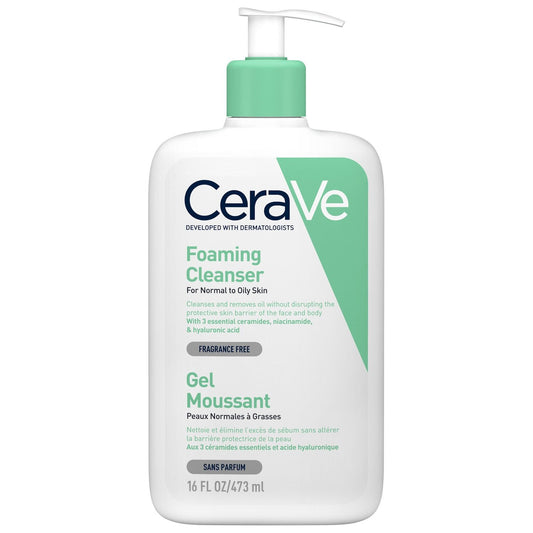 Gel Visage Peau Normale à Grasse Nettoyant Moussant CERAVE la pompe de 473mL