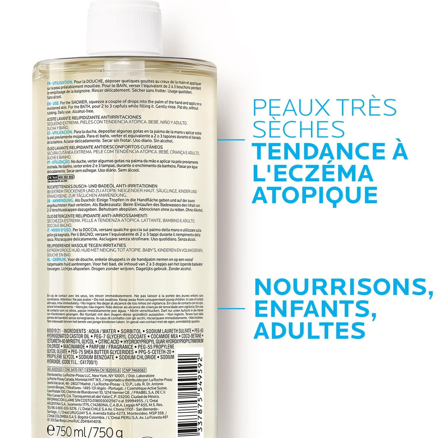 Huile de douche Corps Peaux Sèches à Très Sèches Anti-irritations Lipikar AP+ LA ROCHE POSAY 