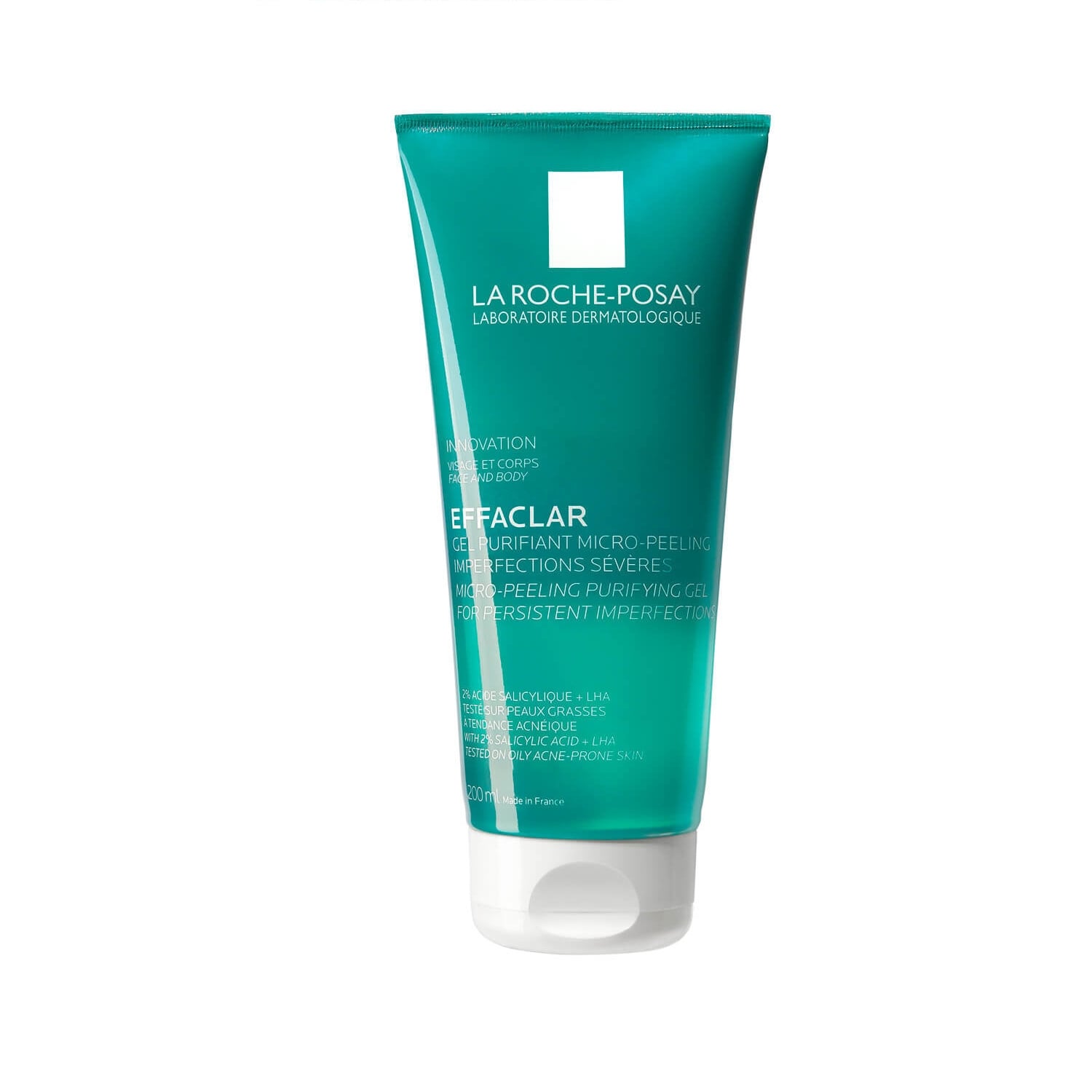 Gel Purifiant Micro-Peeling Anti-Imperfections Sévères Visage Corps Peaux Grasses À Tendance Acnéique 2% Acide Salicylique + LHA Effaclar LA ROCHE-POSAY 