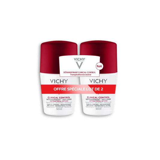 Déodorant Roll-On Femme Anti-Transpirant Efficacité 96h Clinical Control VICHY LABORATOIRES le lot de 2 roll-on
