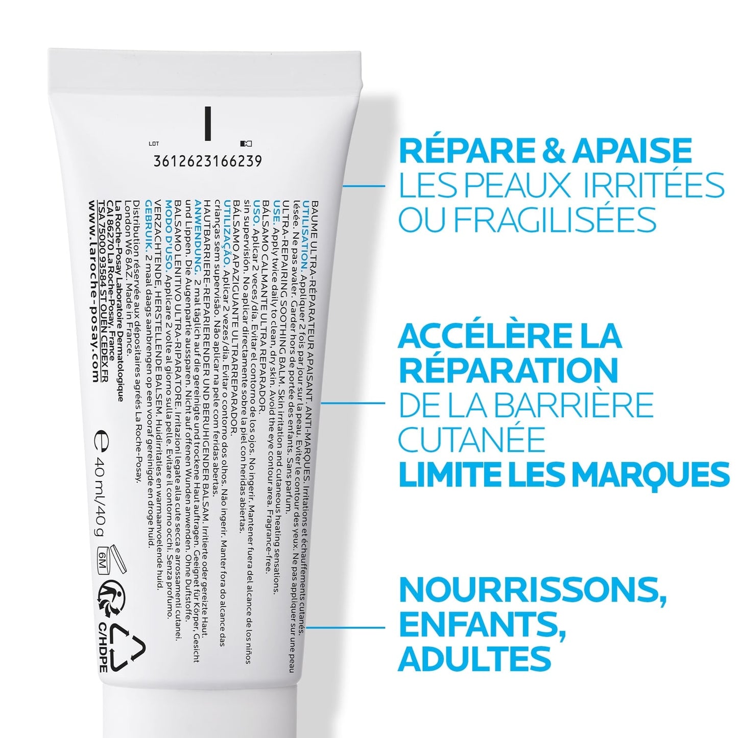Baume Ultra-Réparateur Apaisant Corps Visage Bébé Enfant Adulte Peau Irritée Peau Fragilisée B5+ Panthénol Madécassoside Tribioma Cicaplast Baume LA ROCHE POSAY 