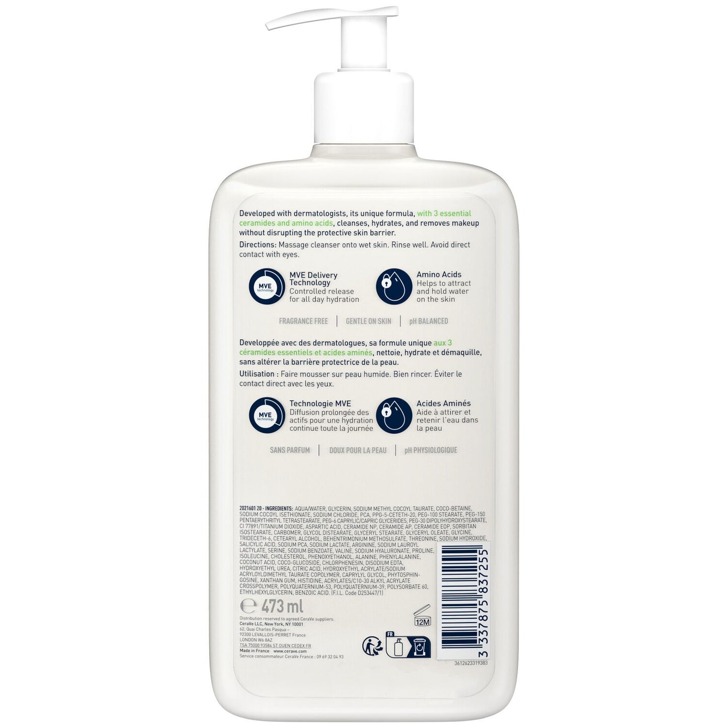 CERAVE Moisturizing Face and Eye Makeup Remover Cream for Normal to Dry Skin
