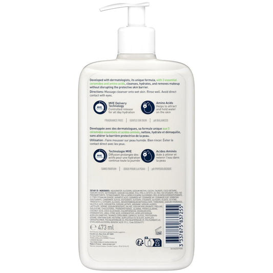 CERAVE Moisturizing Face and Eye Makeup Remover Cream for Normal to Dry Skin
