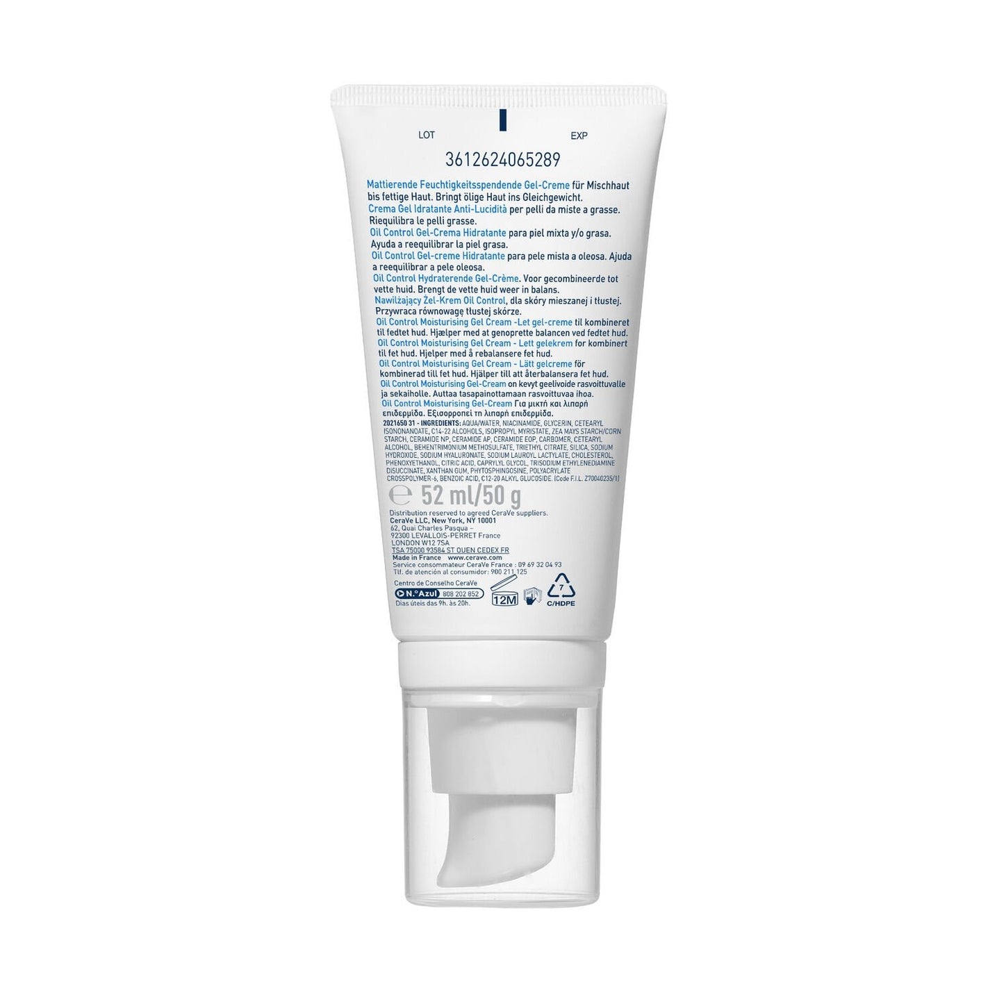 Face and Neck Gel for Combination to Oily Skin, Mattifying, Rebalancing, Moisturizing, Oil Control CERAVE