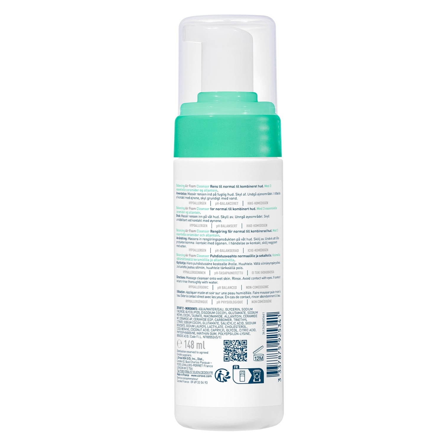 Mousse Nettoyante Équilibrante Pour Peaux Normales à Mixtes Aux 3 Céramides Essentiels Et Allantoïne Hydrate Et Réduit L'Excès De Sébum CERAVE 