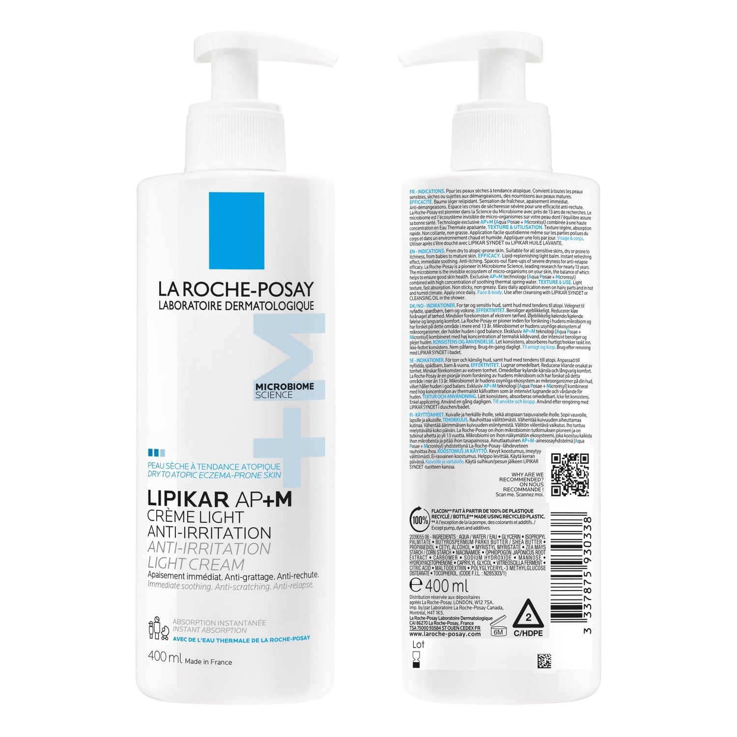 Crème Light Anti-Irritation Anti-Rechute Peau Sèche à Tendance Atopique Lipikar AP+M LA ROCHE-POSAY 