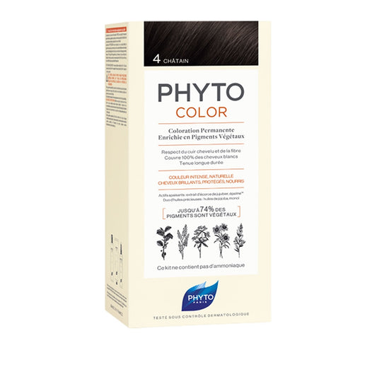 Coloration Permanente 4 Châtain Sans Ammoniaque Longue Durée Color PHYTO 