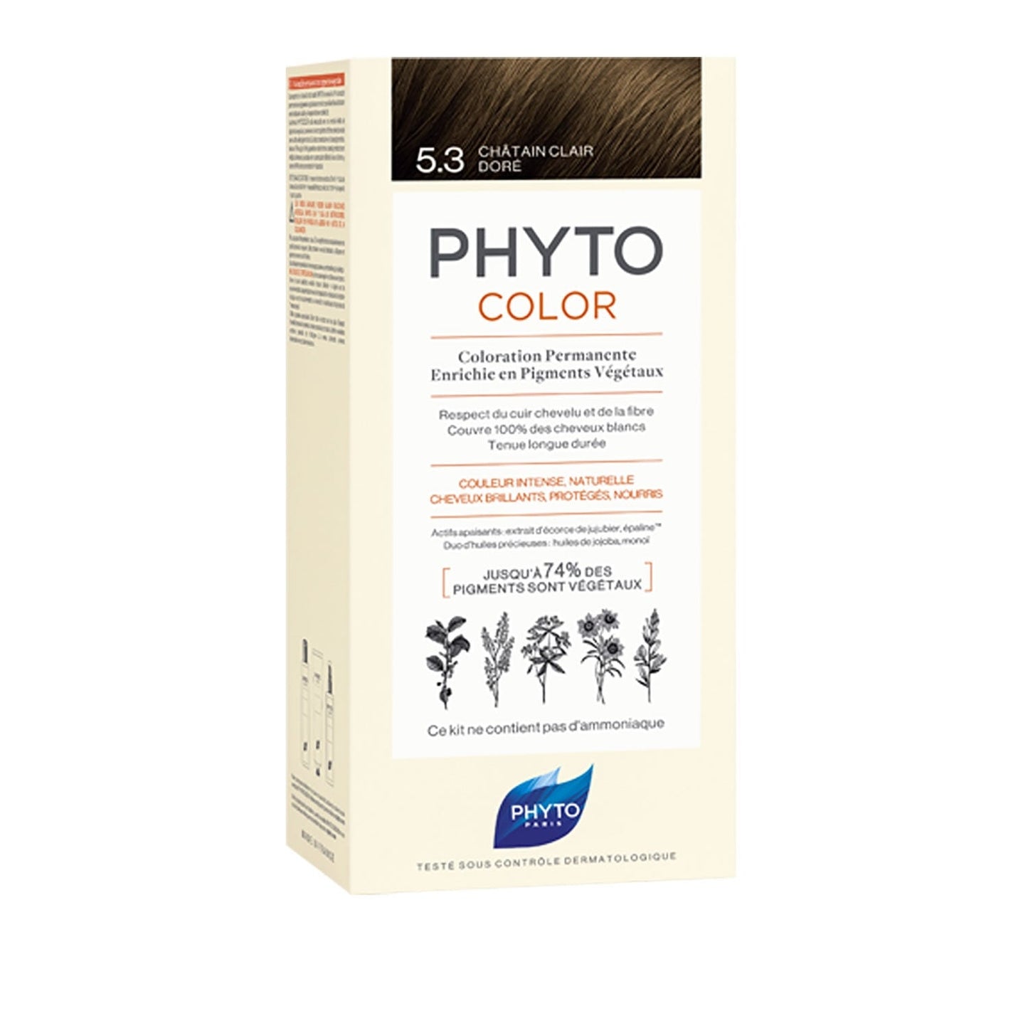 Coloration Permanente 5.3 Châtain Clair Doré Sans Ammoniaque Longue Durée Color PHYTO 