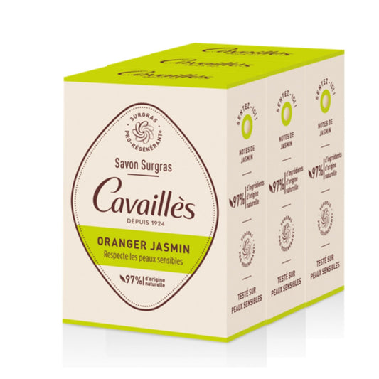 Savon Solide Corps et Visage Surgras Oranger Jasmin ROGE CAVAILLES le lot de 3 savons de 200g