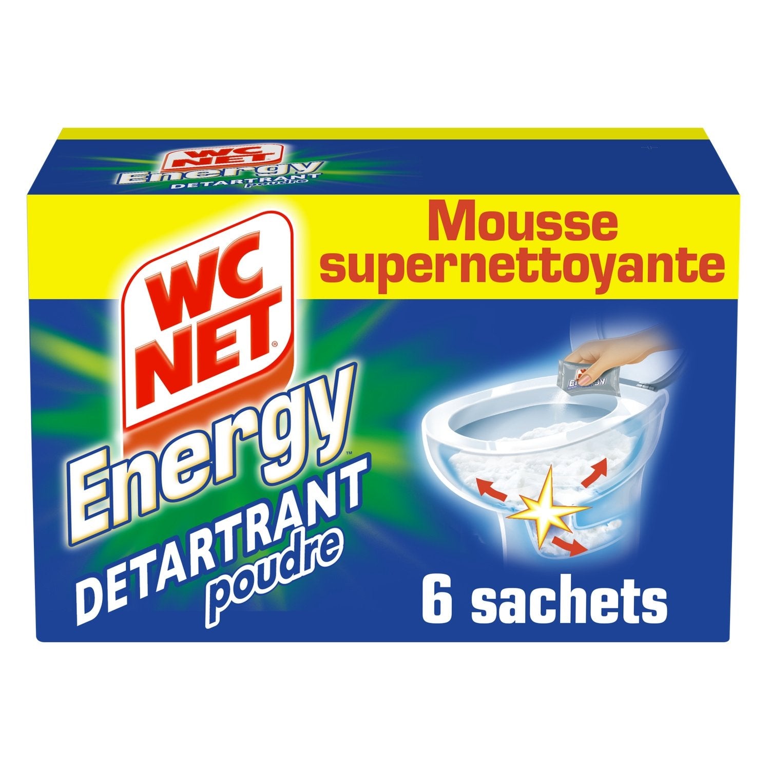 Poudre Nettoyante Energy Active Détartrant WC NET les 6 sachets de 60 g