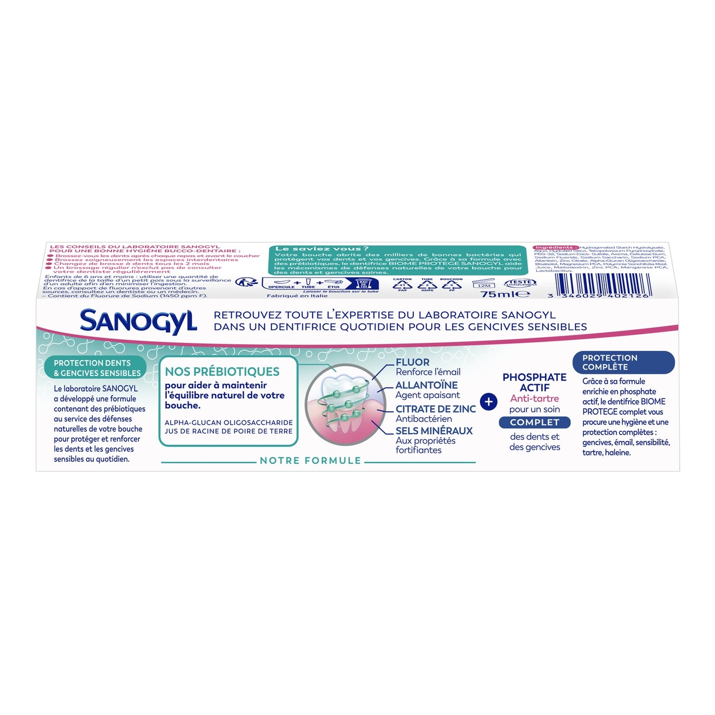 Biome Protects Gums Toothpaste with Prebiotics SANOGYL