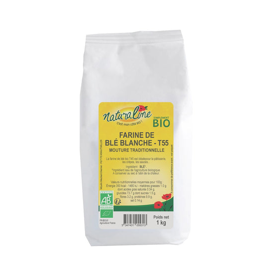 Farine de Blé Blanche T55 Bio NATURALINE le paquet de 1 kg