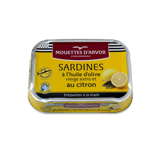 Sardines à l'Huile d'Olive et Citron LES MOUETTES D'ARVOR la boîte de 115g