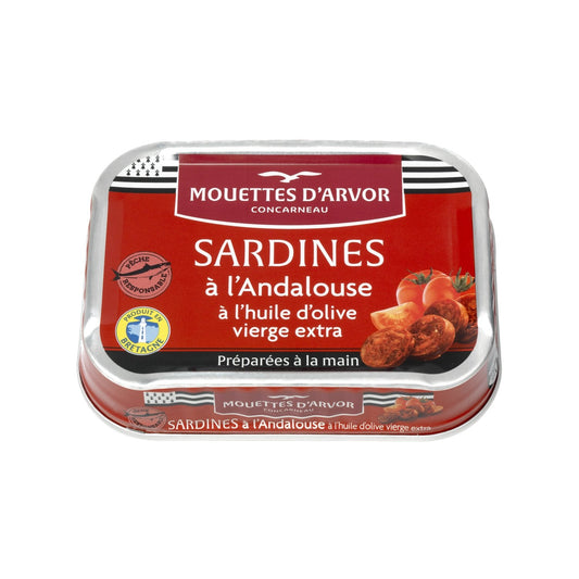 Sardines à l'Andalouse LES MOUETTES D'ARVOR la boîte de 115g