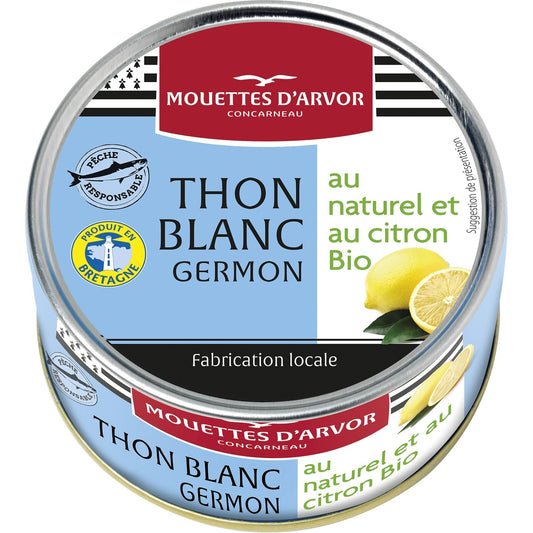 Organic Albacore White Tuna in Natural Sauce and Lemon LES MOUETTES D'ARVOR