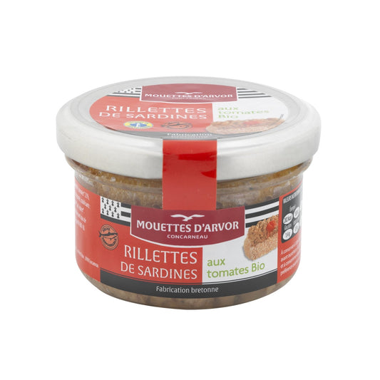 Rillettes de Sardines aux Tomates Fraiches Bio LES MOUETTES D'ARVOR le bocal de 90g
