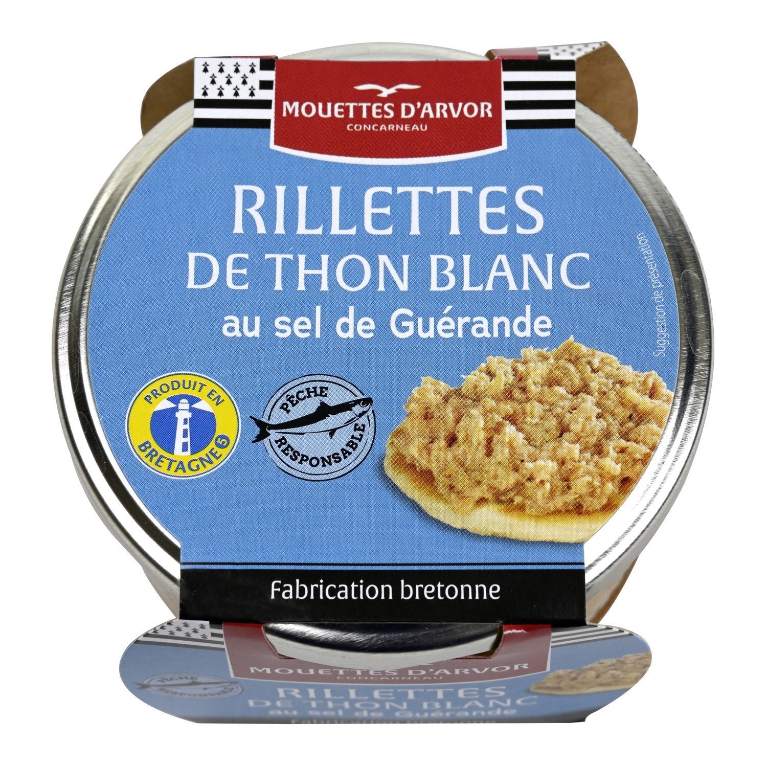 Rillettes de Thon au Sel de Guérande LES MOUETTES D'ARVOR la boîte de 125g