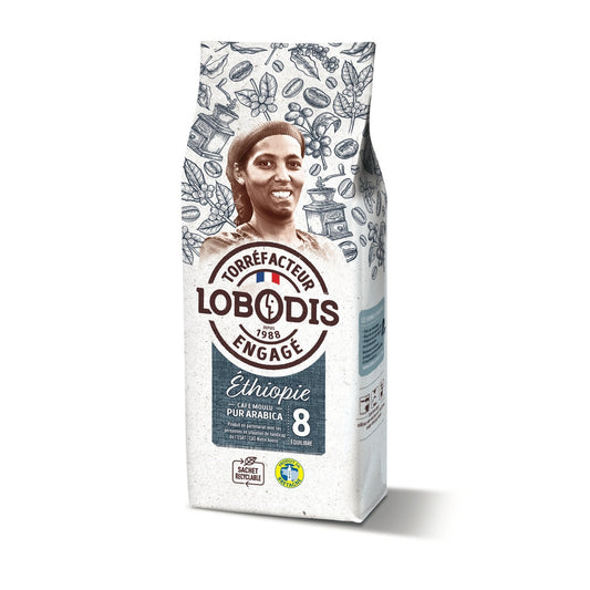 Café Moulu Pur Arabica Intensité 8 Ethiopie Bio LOBODIS le paquet de 250 g