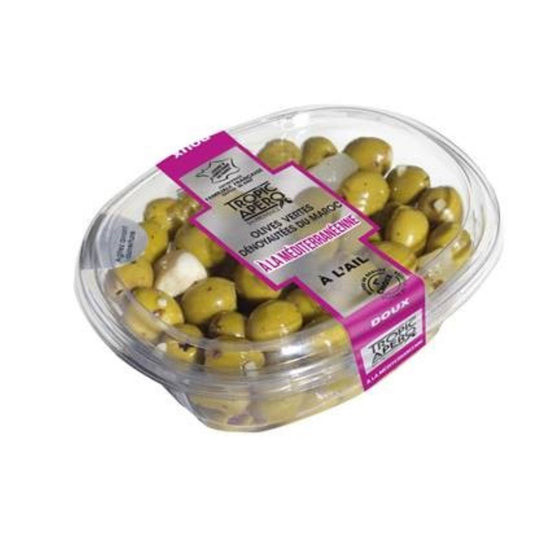 Olives Vertes Vertes Dénoyautées Méditerranéenne TROPIC APERO la barquette de 200g