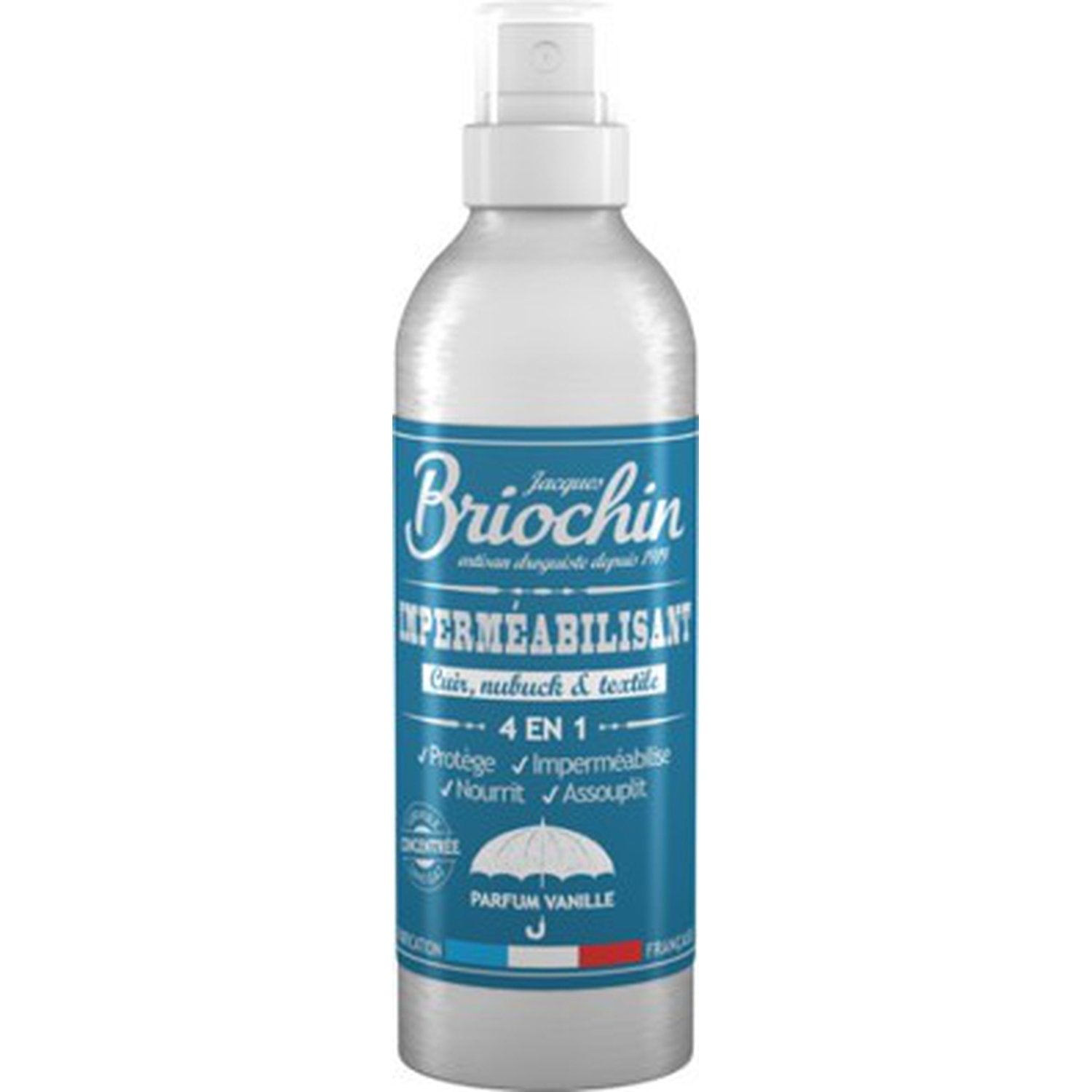 Imperméabilisant Protège Nourrit Assouplit Cuir Nubuck Textile Parfum Vanille BRIOCHIN le flacon de 200mL