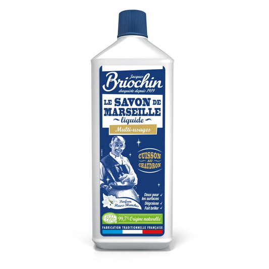 Nettoyant Ménager Multi-Usage Savon de Marseille Fleurs Blanches Ecocert JACQUES BRIOCHIN la bouteille de 1L