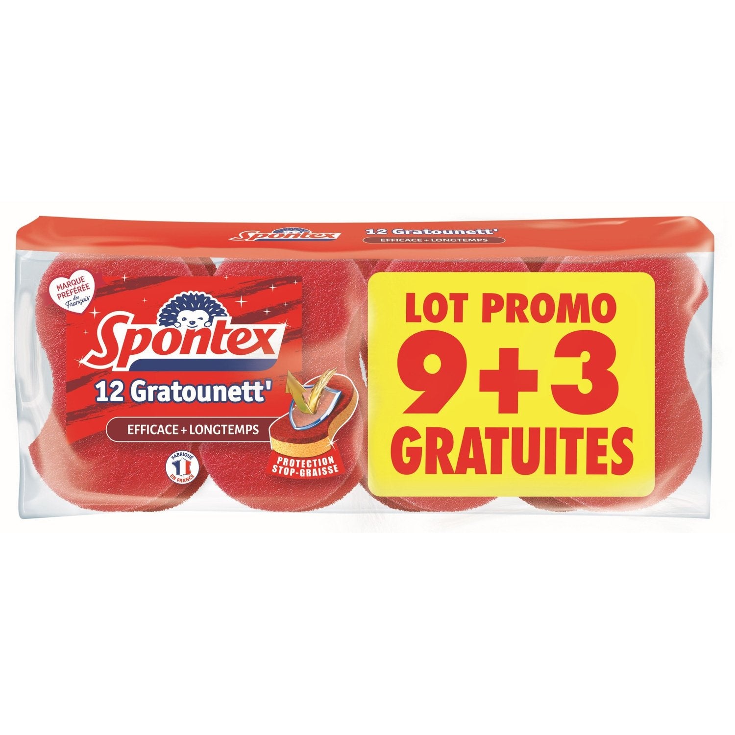 Eponge Efficace et à Longue Durée SPONTEX les 12 éponges