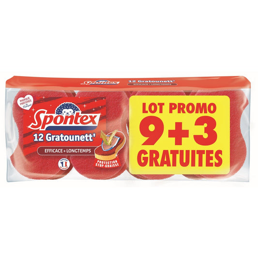 Eponge Efficace et à Longue Durée SPONTEX les 12 éponges