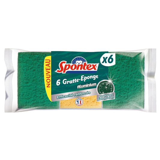 Eponge à Récurer Aluminium Efficacité Renforcée SPONTEX le lot de 6 éponges