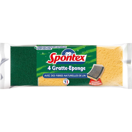 Eponge avec Fibre de Lin SPONTEX le sachet de 4 éponges